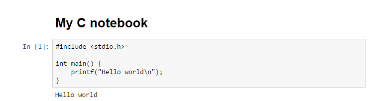 Hello world c notebook